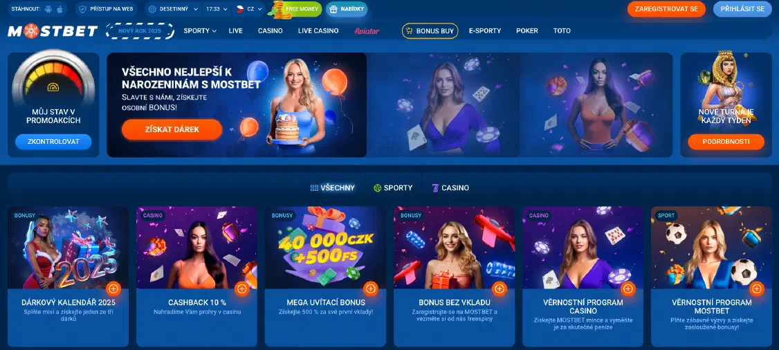 Mostbet bonusy